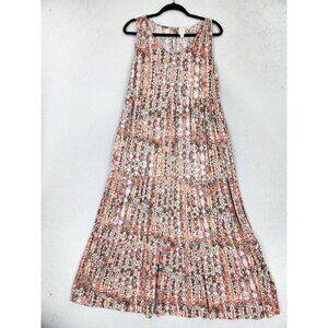 Evereve Roan Ryan Dress Womens Small Pink Green Sadie Tiered Sleeveless Maxi